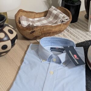 Vineyard Vines Blue Striped Classic Fit Murray Shirt In Ocean Breeze NWT